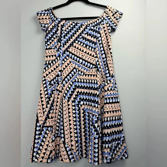 Susana Monaco multicolor triangle Pattern off shoulder mini dress size Small - Picture 8 of 8